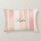 Peach Pink Cream Stripes Accent Kussen (Voorkant)