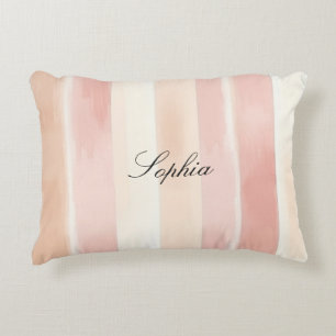  Peach Pink Cream Stripes Accent Kussen
