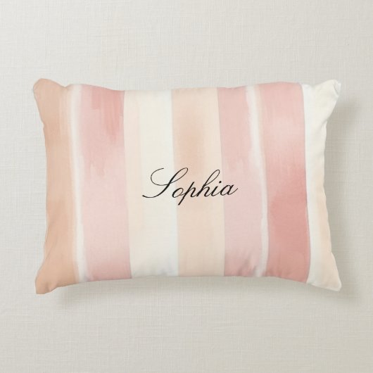 Peach Pink Cream Stripes Accent Kussen (Voorkant)