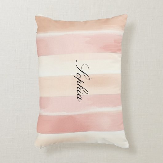 Peach Pink Cream Stripes Accent Kussen (Voorkant(Verticaal))