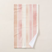  Peach Pink Cream Stripes Bad Handdoek (Handdoek)