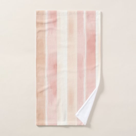 Peach Pink Cream Stripes Bad Handdoek (Handdoek)