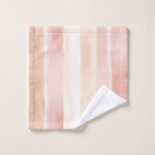 Peach Pink Cream Stripes Bad Handdoek (Wasdoekje)
