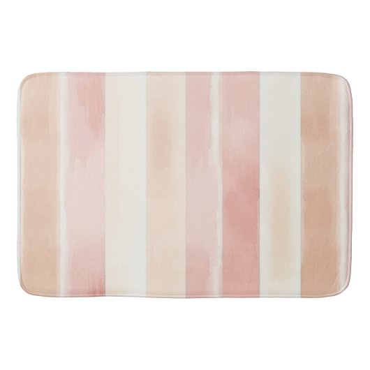  Peach Pink Cream Stripes Badmat (Voorkant)