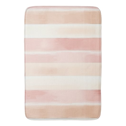  Peach Pink Cream Stripes Badmat (Voorkant Verticaal)