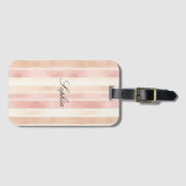  Peach Pink Cream Stripes Bagagelabel (Voorkant (horizontaal))