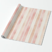  Peach Pink Cream Stripes Cadeaupapier (Uitgerold)