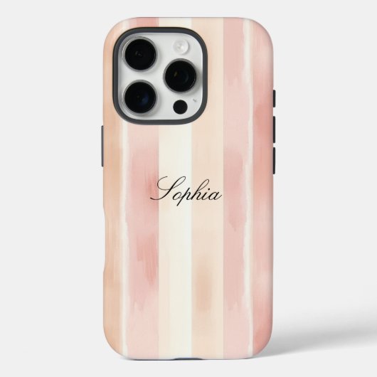 Peach Pink Cream Stripes Case-Mate iPhone Case (Achterkant)