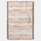 Peach Pink Cream Stripes Deken (Voorkant Verticaal)