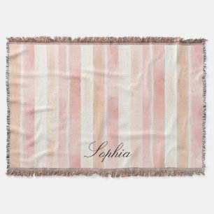 Peach Pink Cream Stripes Deken