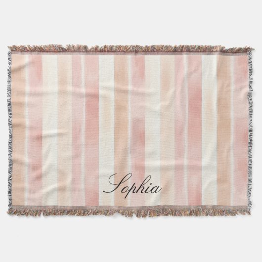 Peach Pink Cream Stripes Deken (Voorkant)