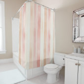  Peach Pink Cream Stripes Douchegordijn (In situ)