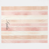  Peach Pink Cream Stripes Fleece Deken (Voorkant (Horizontaal))