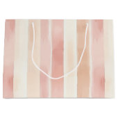  Peach Pink Cream Stripes Groot Cadeauzakje (Voorkant)