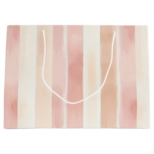  Peach Pink Cream Stripes Groot Cadeauzakje (Voorkant)