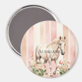  Peach Pink Cream Stripes Horse Magneet (Voorkant / Achterkant)
