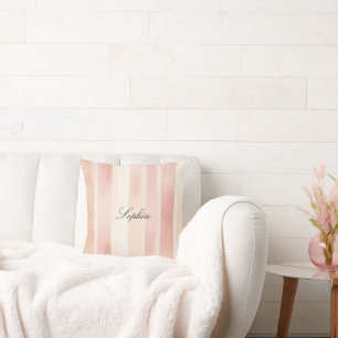 Peach Pink Cream Stripes Kussen