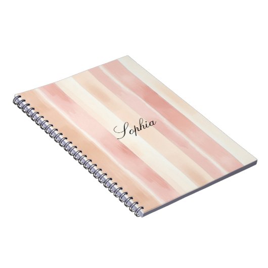  Peach Pink Cream Stripes Notitieboek (Rechterzijde)
