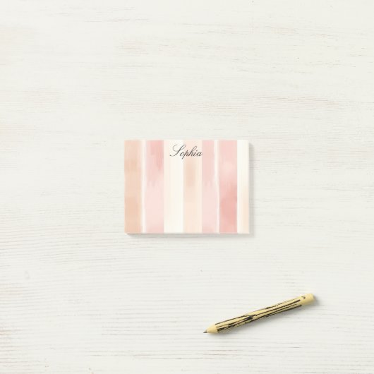 Peach Pink Cream Stripes Post-it® Notes (Op bureau)