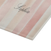  Peach Pink Cream Stripes Snijplank (Hoek)
