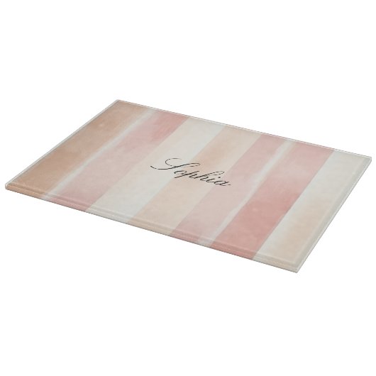  Peach Pink Cream Stripes Snijplank (Hoek)