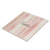  Peach Pink Cream Stripes Tegeltje (Zijkant)