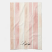  Peach Pink Cream Stripes Theedoek (Verticaal)