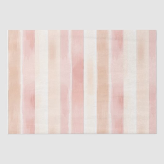  Peach Pink Cream Stripes Tissuepapier (Voorkant)