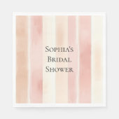  Peach Pink Cream Stripes Vrijgezellenfeest Servet (Voorkant)