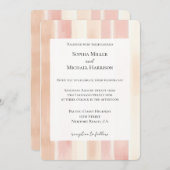 Peach Pink Cream Stripes Wedding Kaart (Voorkant / Achterkant)