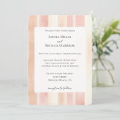 Peach Pink Cream Stripes Wedding Kaart (Staand voorkant)