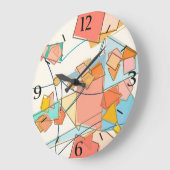 Peach Pink en Aqua Mid-Century Modern Abstract Grote Klok (Hoek)