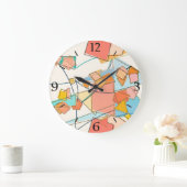 Peach Pink en Aqua Mid-Century Modern Abstract Grote Klok (Huis)