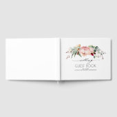Peach Pink en Bourgondië Blooms Bruiloft Gastenboek (Volledig)