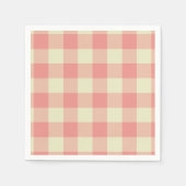Peach Pink en Crème Gingham Patroon Servetten (Voorkant)