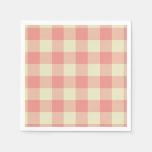 Peach Pink en Crème Gingham Patroon Servetten