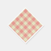 Peach Pink en Crème Gingham Patroon Servetten (Hoek)