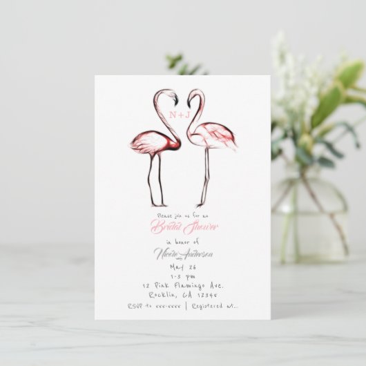 Peach Pink Flamingos Flamingo Vrijgezellenfeest Kaart (Staand voorkant)