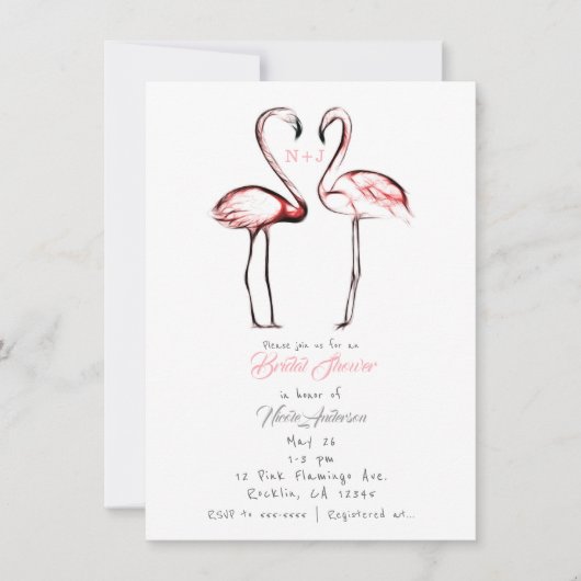 Peach Pink Flamingos Flamingo Vrijgezellenfeest Kaart (Voorkant)
