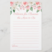 Peach Pink Floral Baby shower Game Advies (Voorkant)
