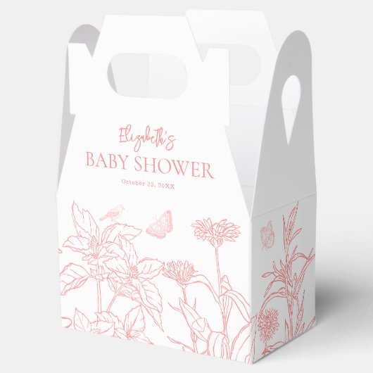 Peach Pink Garden Chinoiserie Baby shower Bedankdoosjes (Geopend)
