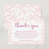 Peach Pink Garden Chinoiserie Baby shower Bedankkaart (Voorkant / Achterkant)