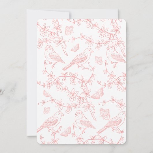 Peach Pink Garden Chinoiserie Baby shower Kaart (Achterkant)