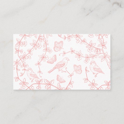 Peach Pink Garden Chinoiserie Boeken voor Baby Informatiekaartje (Achterkant)