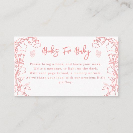 Peach Pink Garden Chinoiserie Boeken voor Baby Informatiekaartje (Voorkant)
