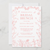 Peach Pink Garden Chinoiserie Bridal Brunch Kaart (Voorkant)