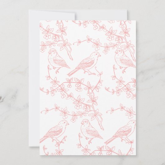 Peach Pink Garden Chinoiserie Bridal Brunch Kaart (Achterkant)