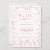 Peach Pink Garden Chinoiserie Bridal Luncheon Kaart (Voorkant)