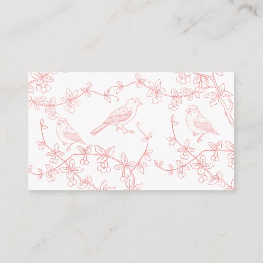 Peach Pink Garden Chinoiserie Recept Aanvraag Informatiekaartje (Achterkant)