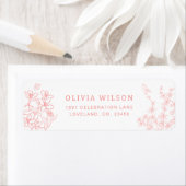 Peach Pink Garden Chinoiserie Retouradres Etiket (Insitu)